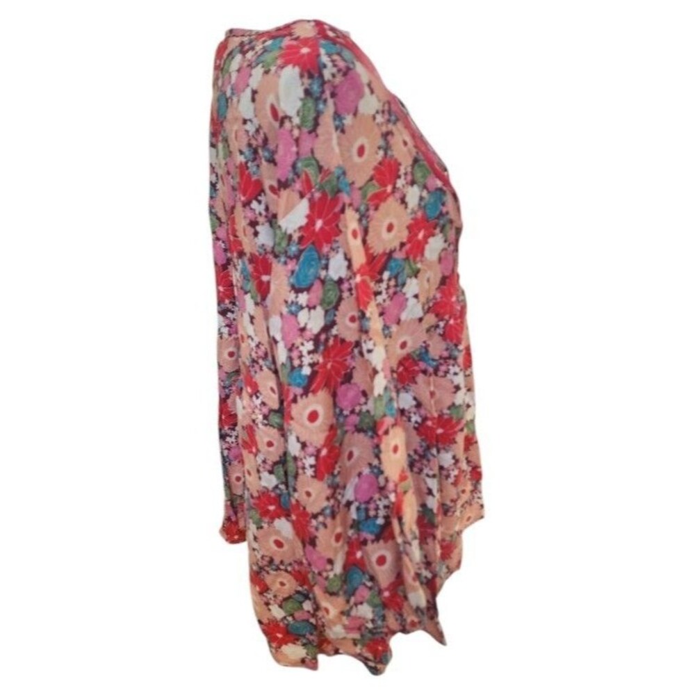 Savanna Jane Embroidered Floral Size 2X Long Sleeve Neck Tie Flowy Boho - Picture 4 of 9